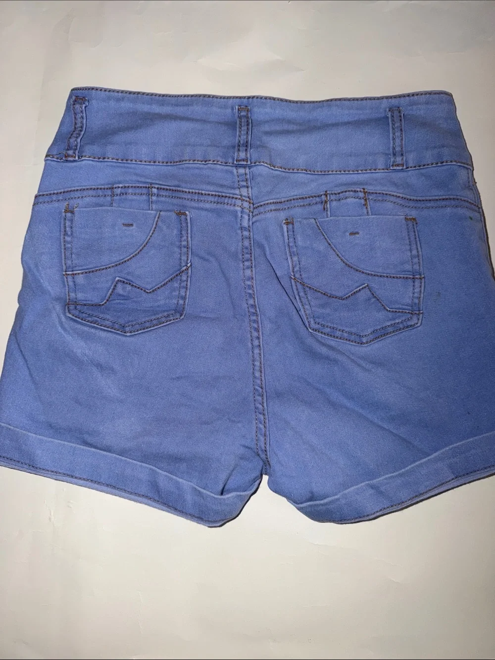 Women’s High-Rise Lavender Jean Shorts with Triple-Button Waist